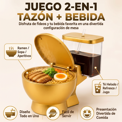 Orluxe™ | Tazón con Forma de Inodoro y Diseño de Pajita para Bebidas Integrado
